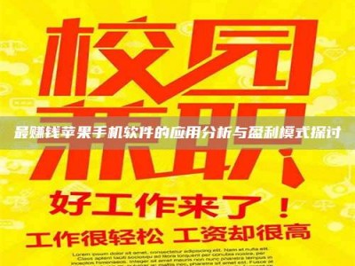 湛江最赚钱苹果手机软件的应用分析与盈利模式探讨